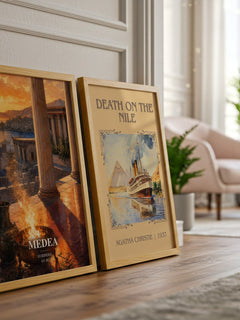 Medea watercolour print framed by window – literary home decor