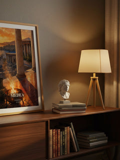 Medea watercolour print on bookshelf – Euripides fan gift