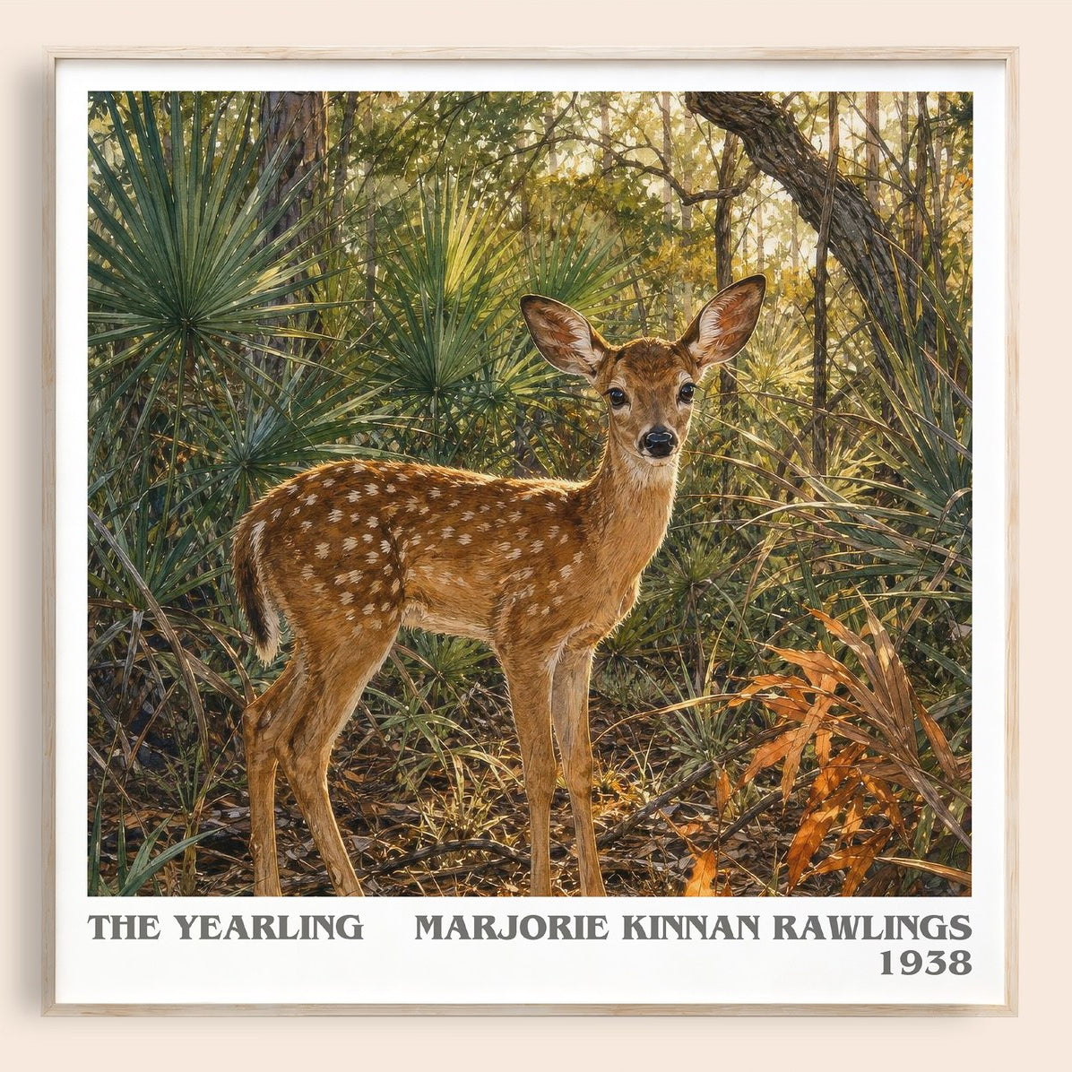 The Yearling literary book poster by Marjorie Kinnan Rawlings – framed literary art print