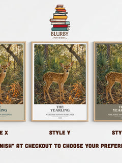 The Yearling book cover print in frame leaning in hallway – coming of age wall art