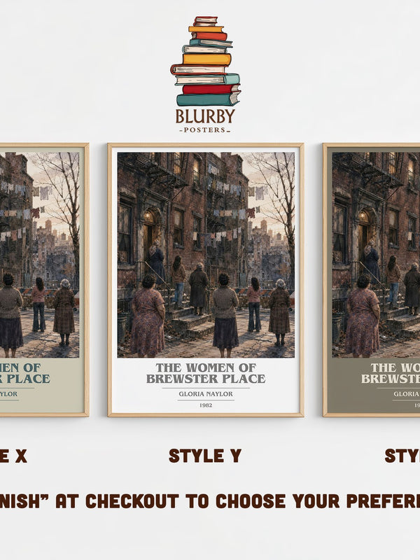 The Women of Brewster Place book cover print in frame leaning in hallway – literary fiction wall art