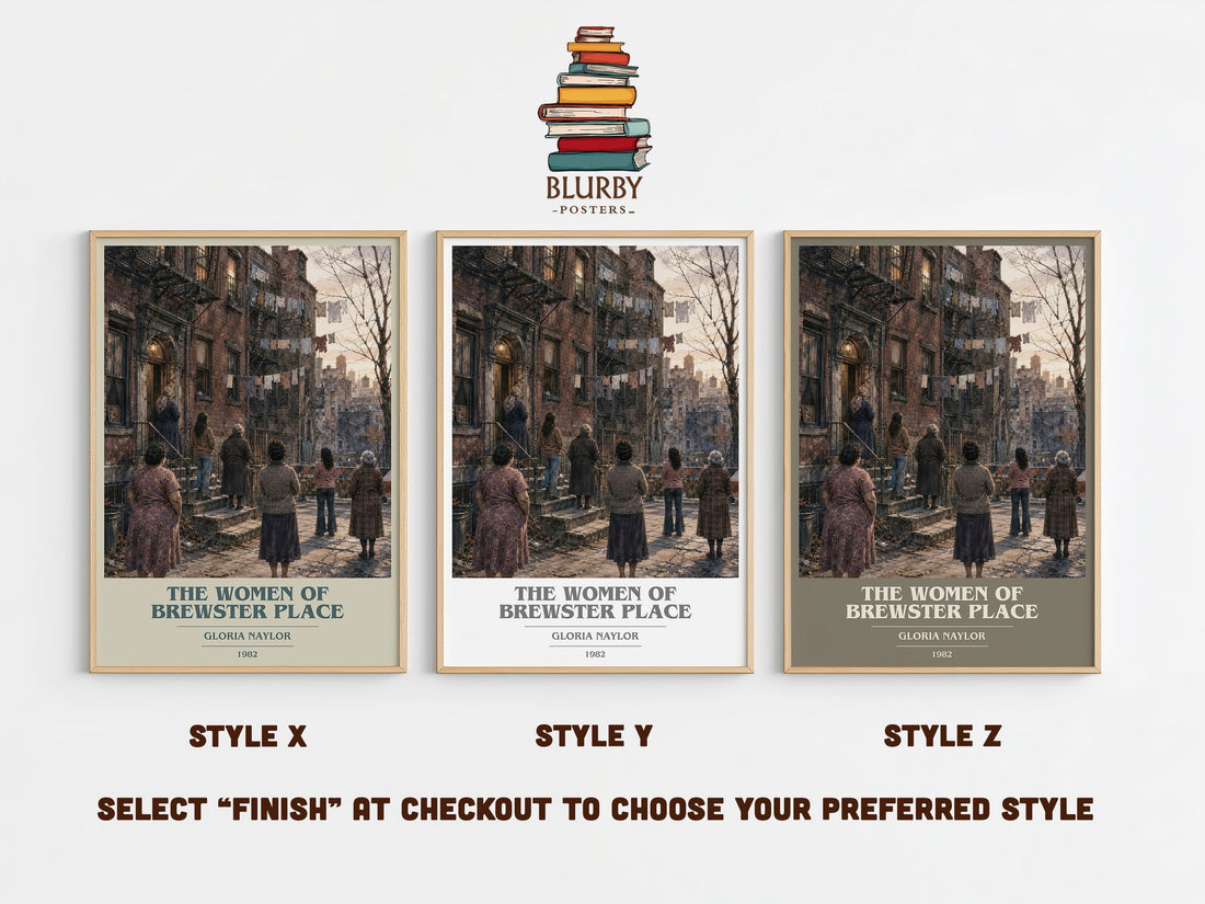 The Women of Brewster Place book cover print in frame leaning in hallway – literary fiction wall art (mockup)