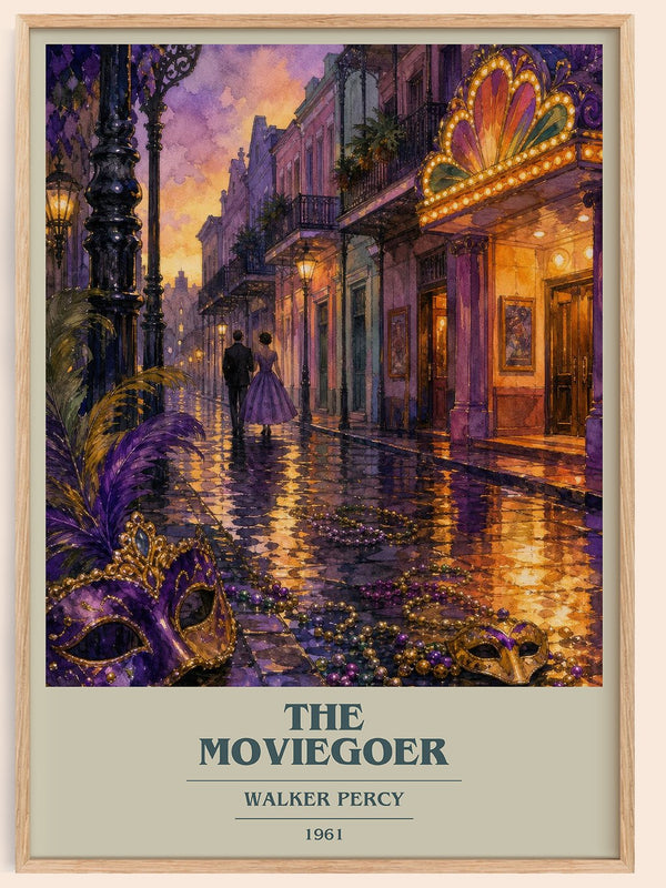 The Moviegoer book cover book poster by Walker Percy – framed literary art print
