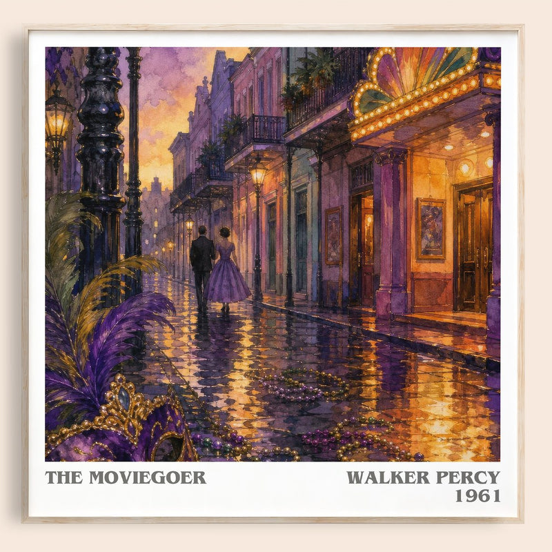 The Moviegoer literary book poster by Walker Percy – framed literary art print