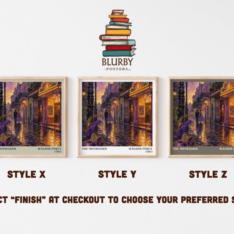The Moviegoer literary print in frame leaning in hallway – literary fiction wall art