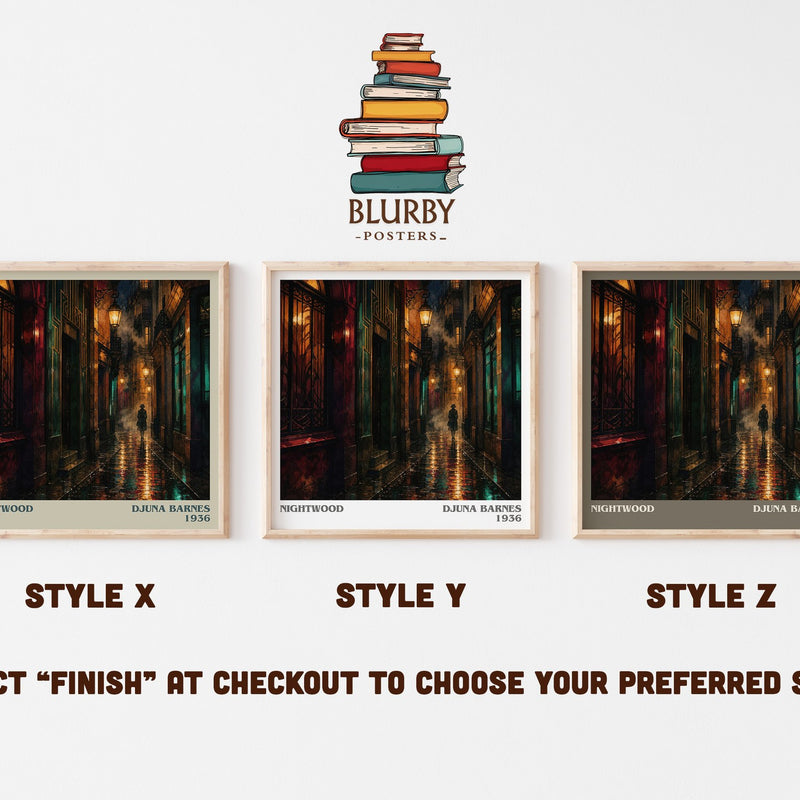 Nightwood literary print in frame leaning in hallway – literary fiction wall art