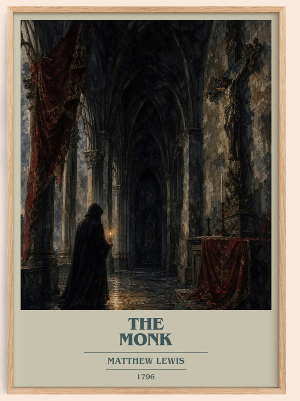 The Monk book cover book poster by Matthew Lewis – framed literary art print