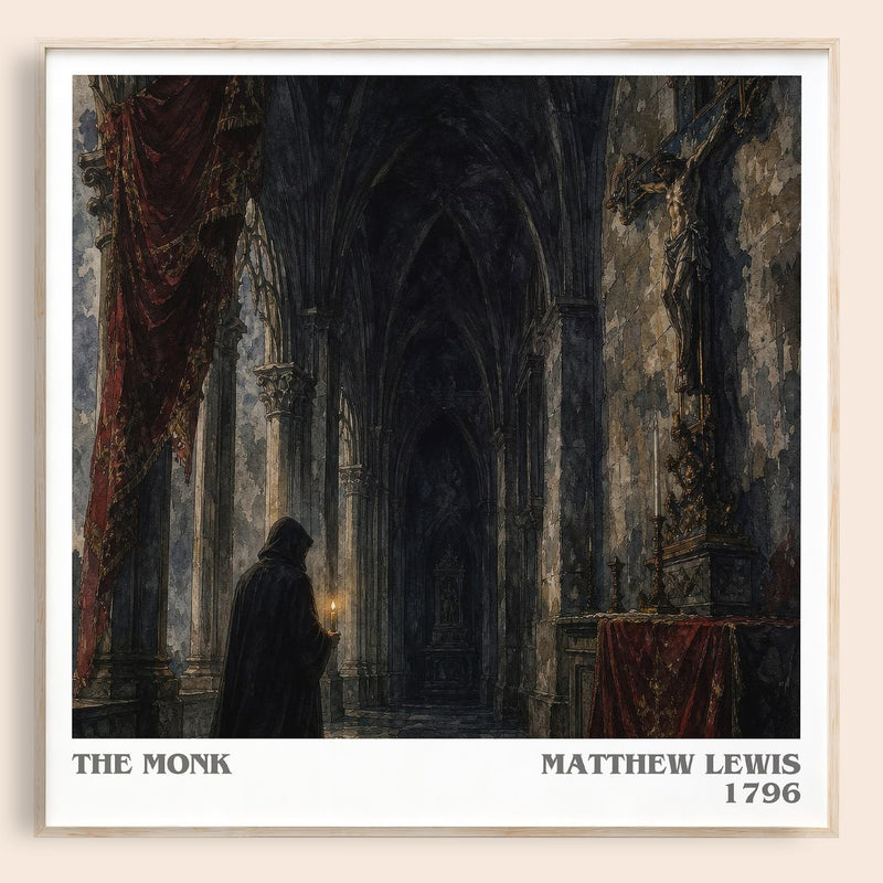 The Monk literary book poster by Matthew Lewis – framed literary art print