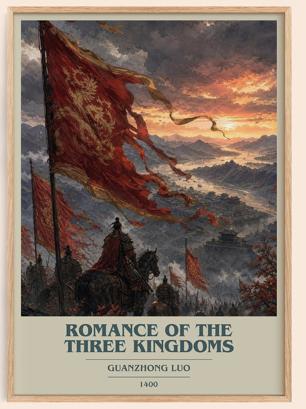 Romance of the Three Kingdoms book cover book poster by Guanzhong Luo – framed literary art print