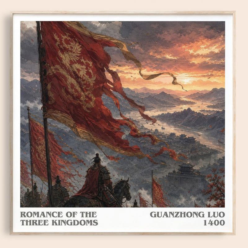 Romance of the Three Kingdoms literary book poster by Guanzhong Luo – framed literary art print