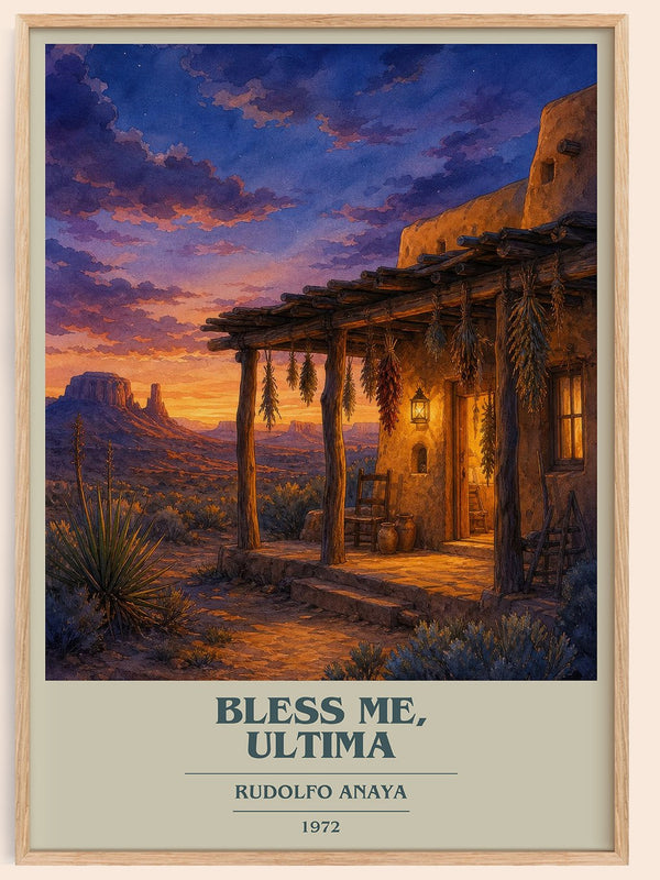 Bless Me, Ultima book cover book poster by Rudolfo Anaya – framed literary art print