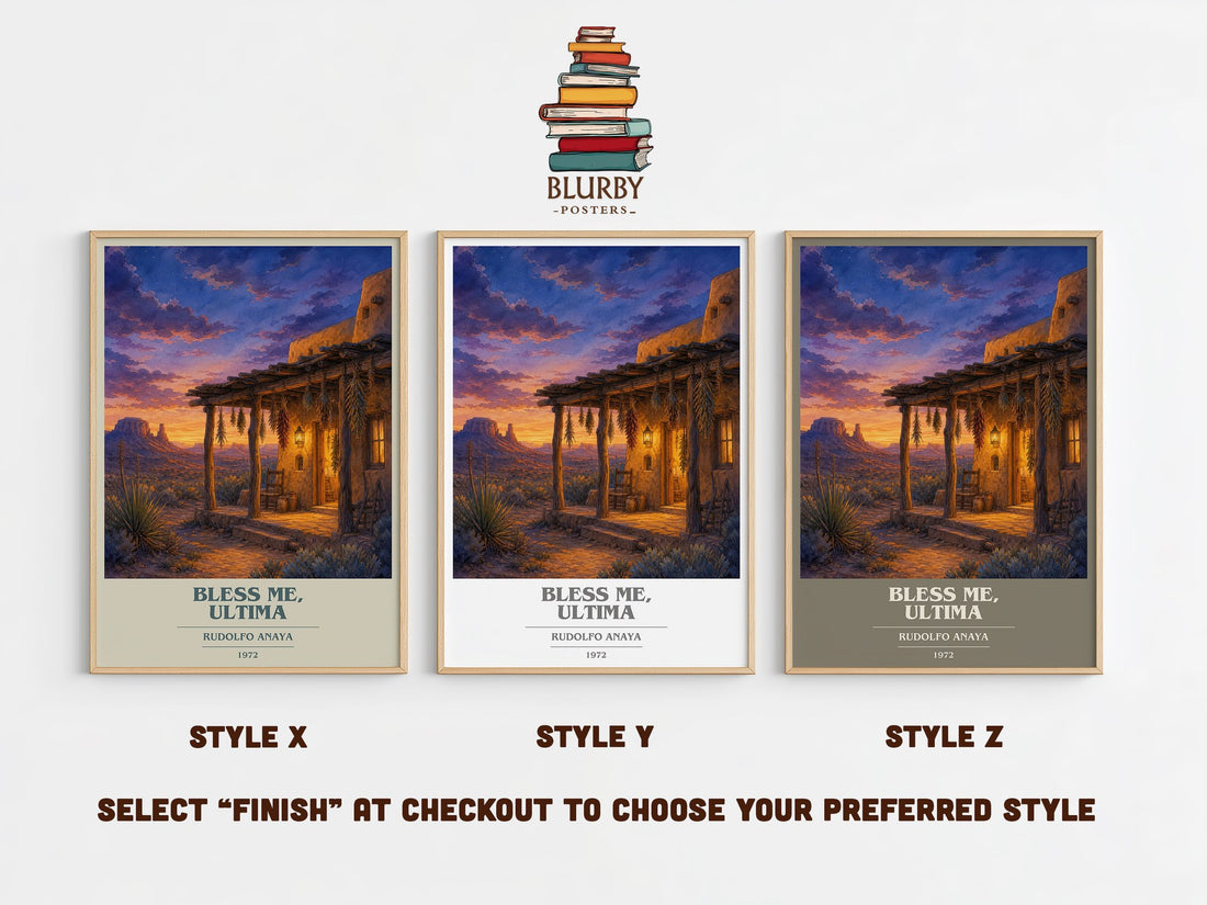 Bless Me, Ultima book cover print in frame leaning in hallway – coming of age wall art (mockup)