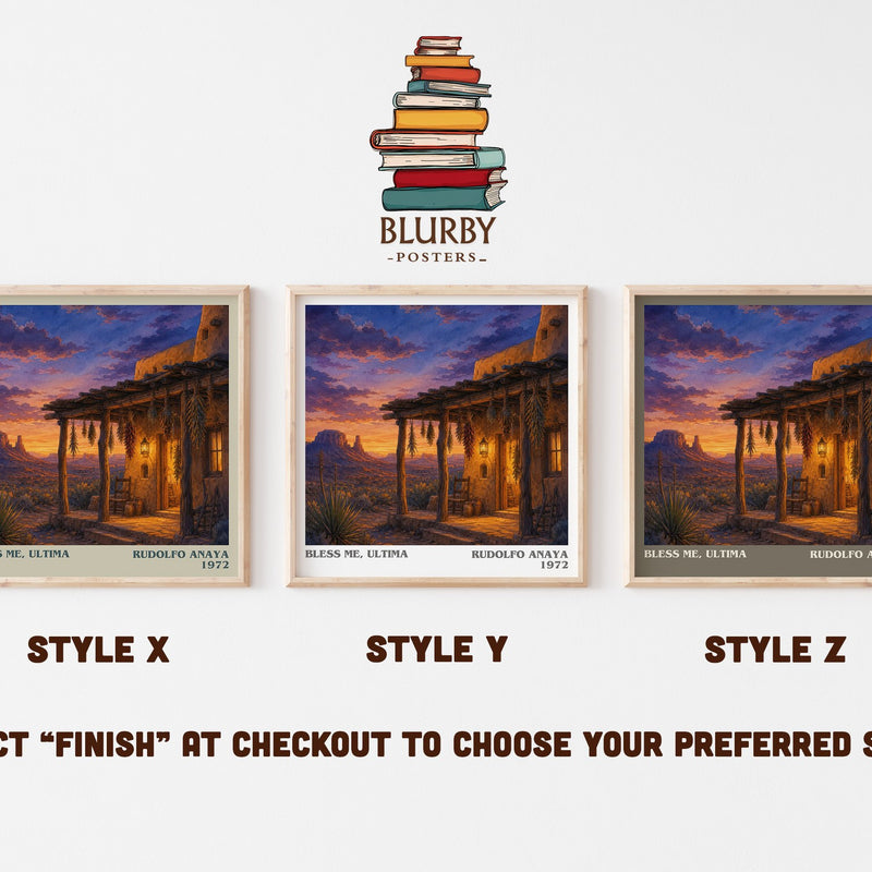 Bless Me, Ultima literary print in frame leaning in hallway – coming of age wall art
