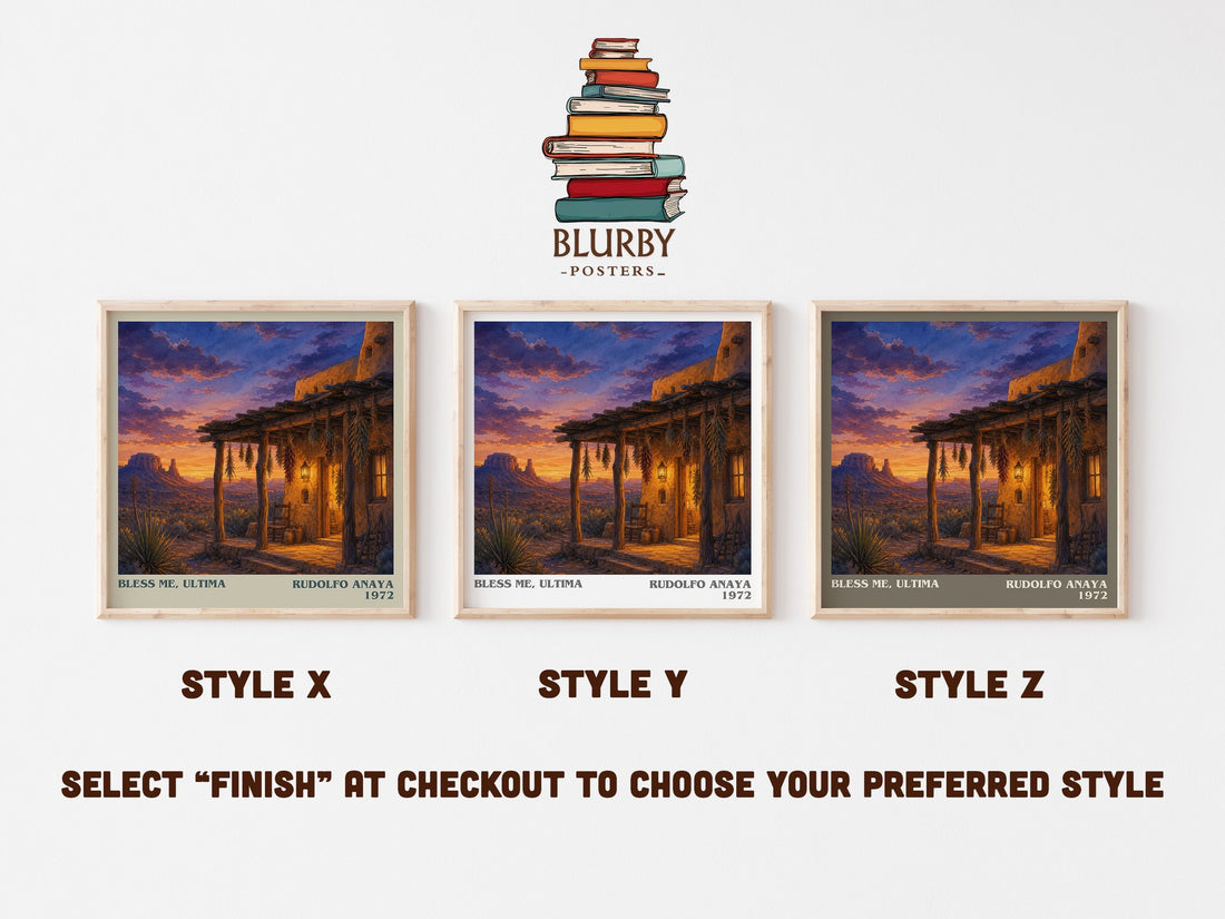 Bless Me, Ultima literary print in frame leaning in hallway – coming of age wall art (mockup)