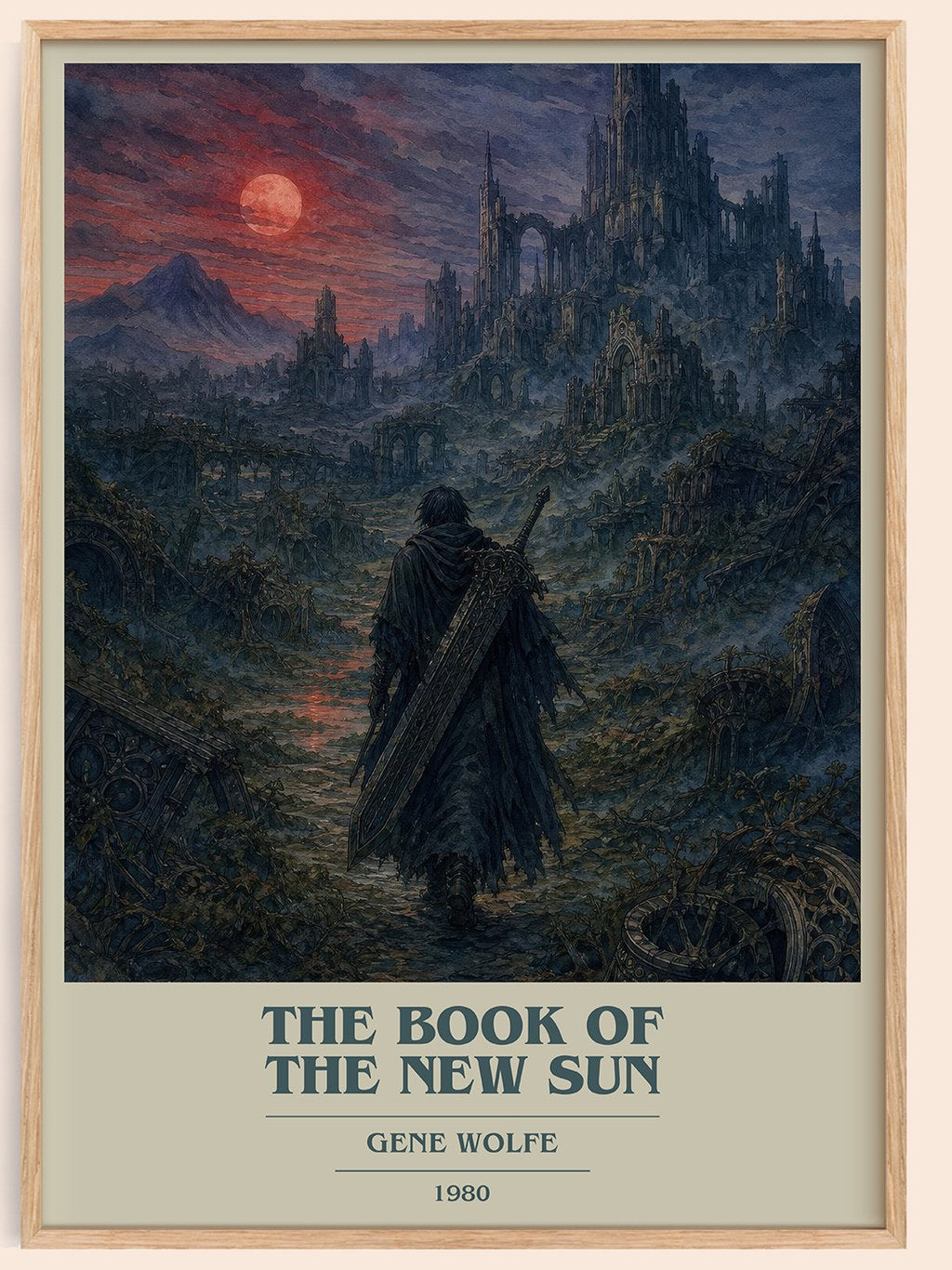 The Book of the New Sun book cover book poster by Gene Wolfe – framed literary art print