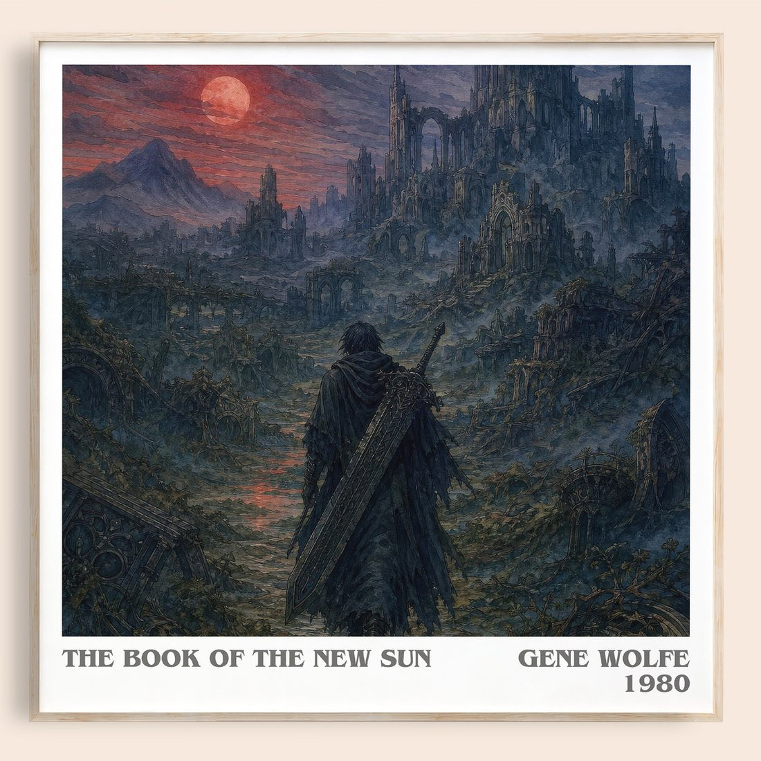 The Book of the New Sun literary book poster by Gene Wolfe – framed literary art print