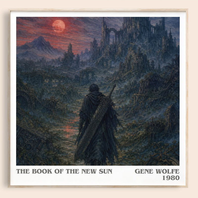 The Book of the New Sun literary book poster by Gene Wolfe – framed literary art print