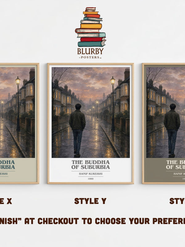 The Buddha of Suburbia book cover print in frame leaning in hallway – coming of age wall art