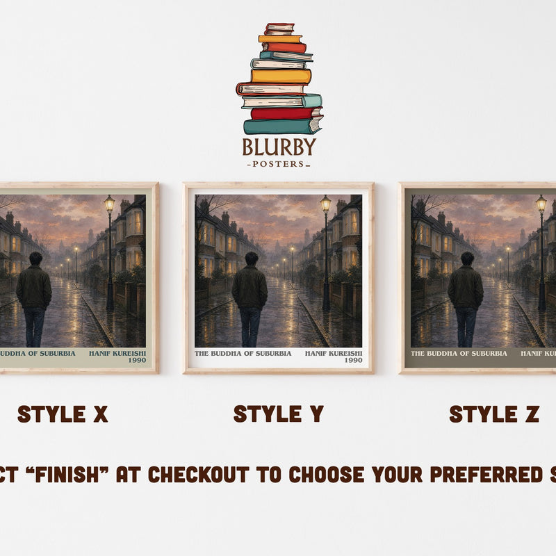 The Buddha of Suburbia literary print in frame leaning in hallway – coming of age wall art