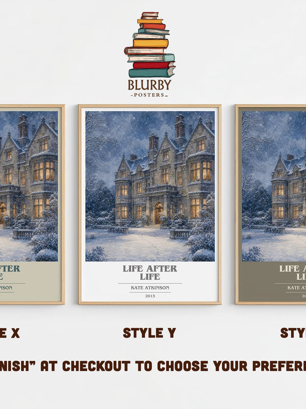 Life After Life book cover print in frame leaning in hallway – literary fiction wall art