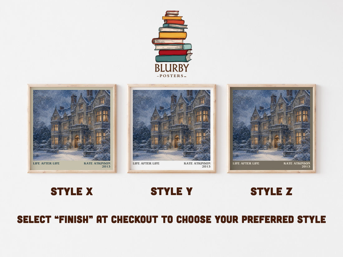 Life After Life literary print in frame leaning in hallway – literary fiction wall art (mockup)