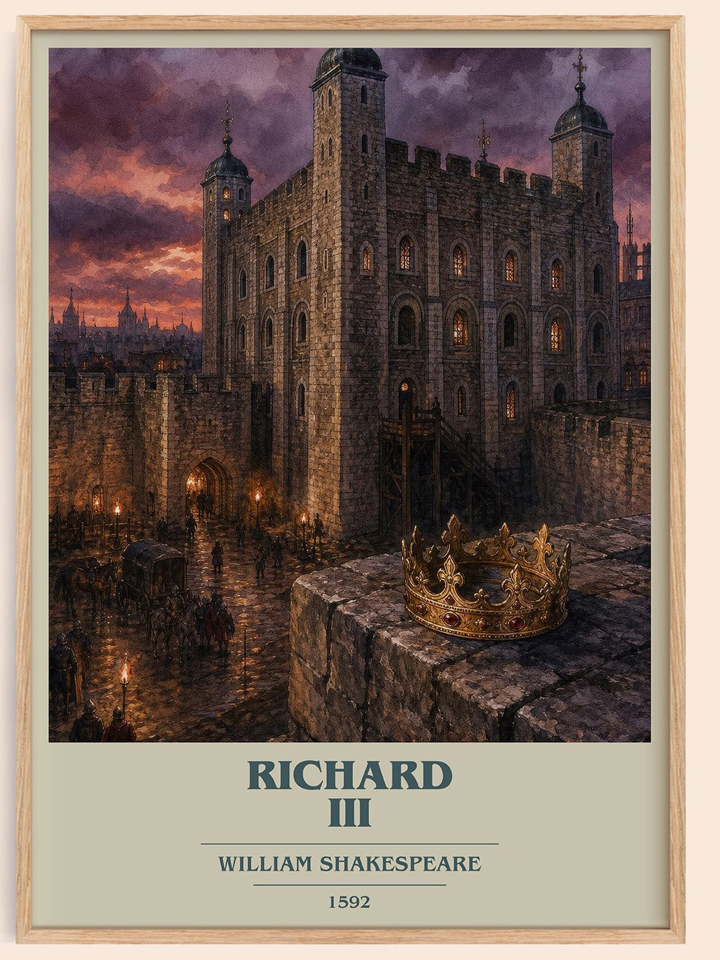 Richard III book cover book poster by William Shakespeare – framed literary art print
