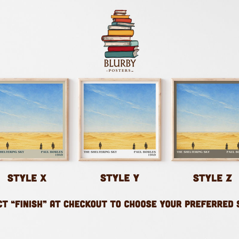 The Sheltering Sky literary print in frame leaning in hallway – literary fiction wall art