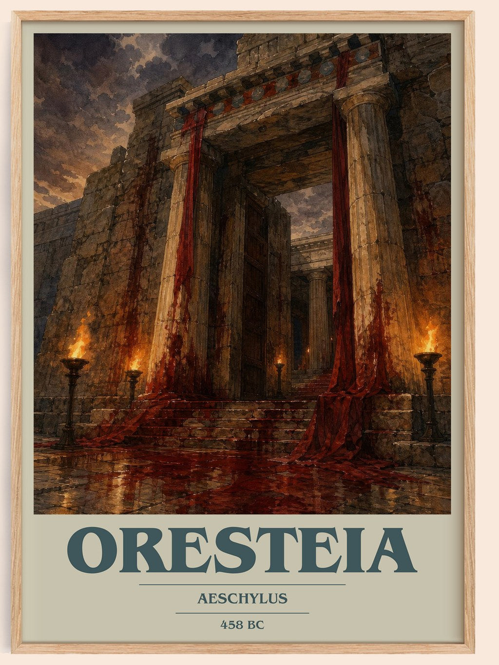 Oresteia book cover book poster by Aeschylus – framed literary art print