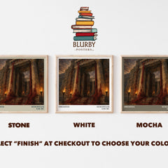 Oresteia literary print framed by window – Stone, White and Mocha square prints side by side – choose your colour