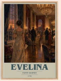 Evelina book cover book poster by Fanny Burney – framed literary art print