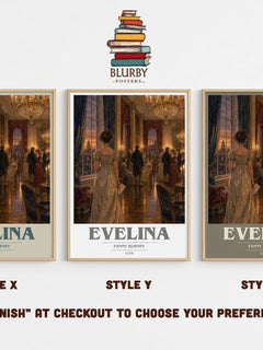 Evelina book cover print in frame leaning in hallway – classic literature wall art