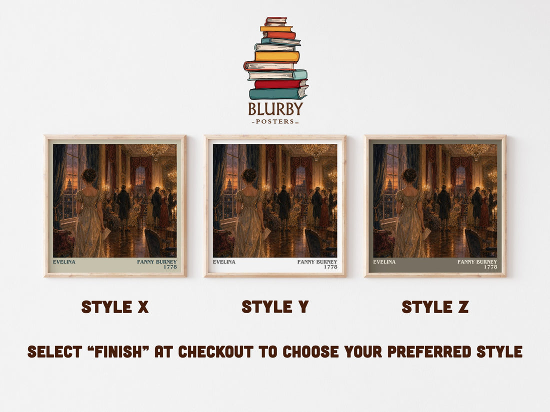 Evelina literary print in frame leaning in hallway – classic literature wall art