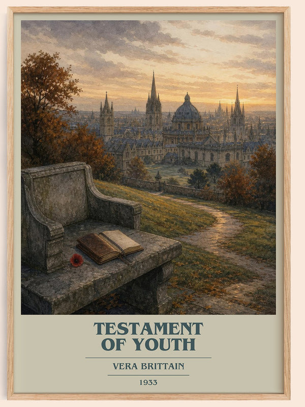 Testament Of Youth book cover book poster by Vera Brittain – framed literary art print