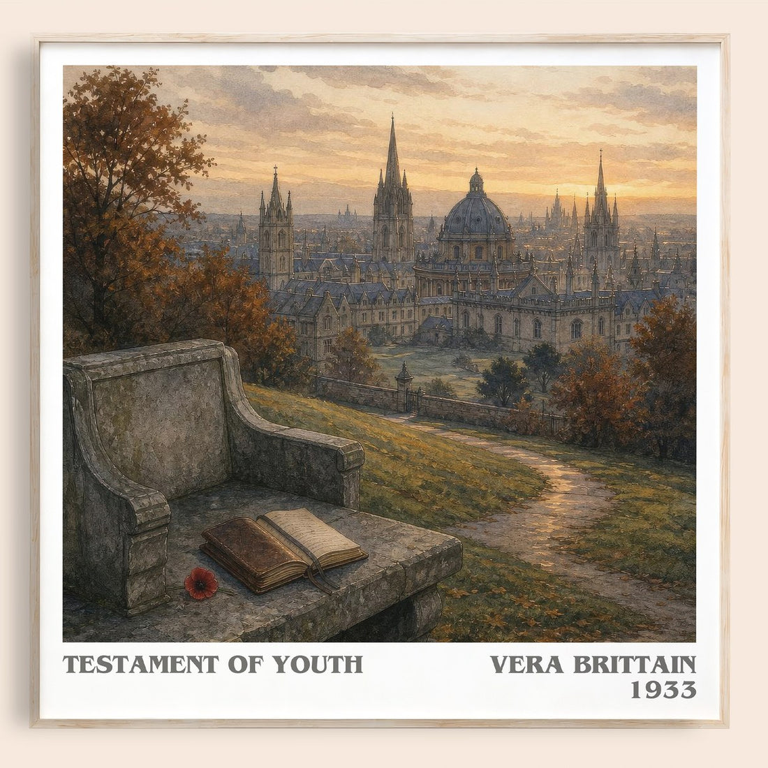 Testament Of Youth literary book poster by Vera Brittain – framed literary art print
