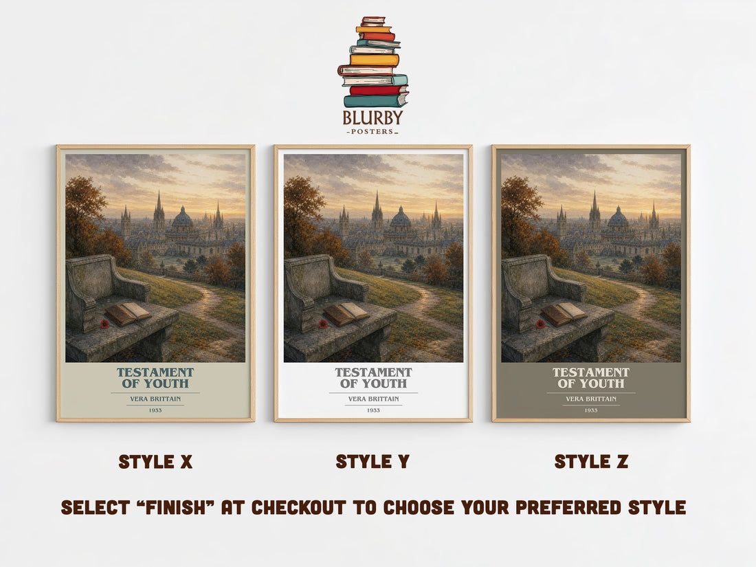 Testament Of Youth book cover print in frame leaning in hallway – memoir wall art (mockup)