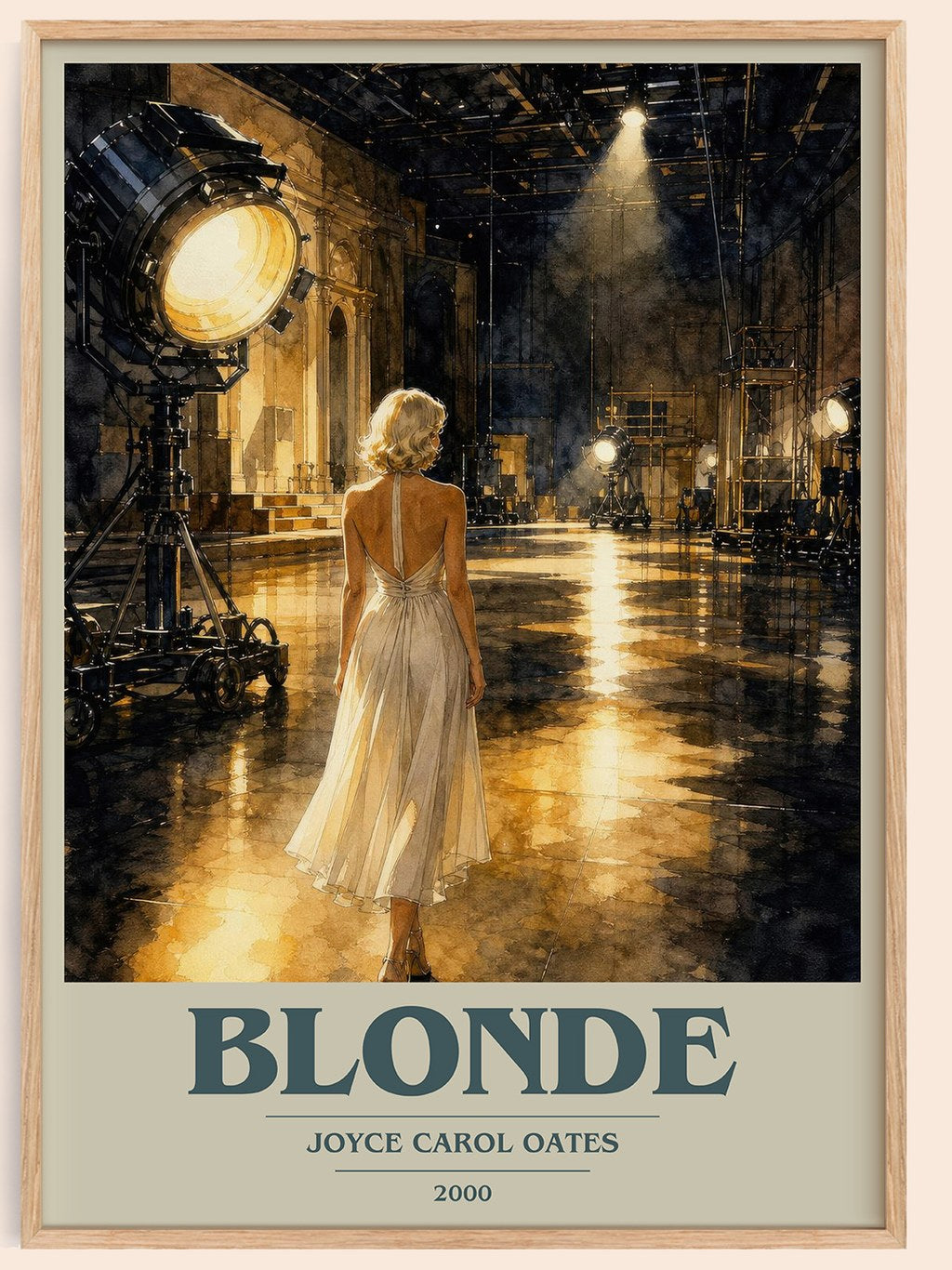 Blonde book cover book poster by Joyce Carol Oates – framed literary art print