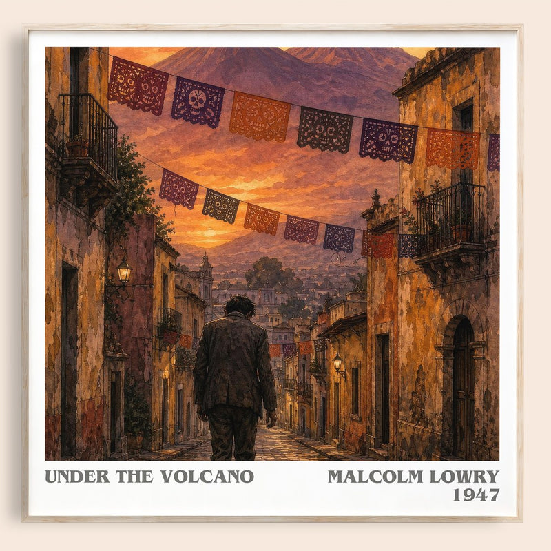 Under the Volcano literary book poster by Malcolm Lowry – framed literary art print
