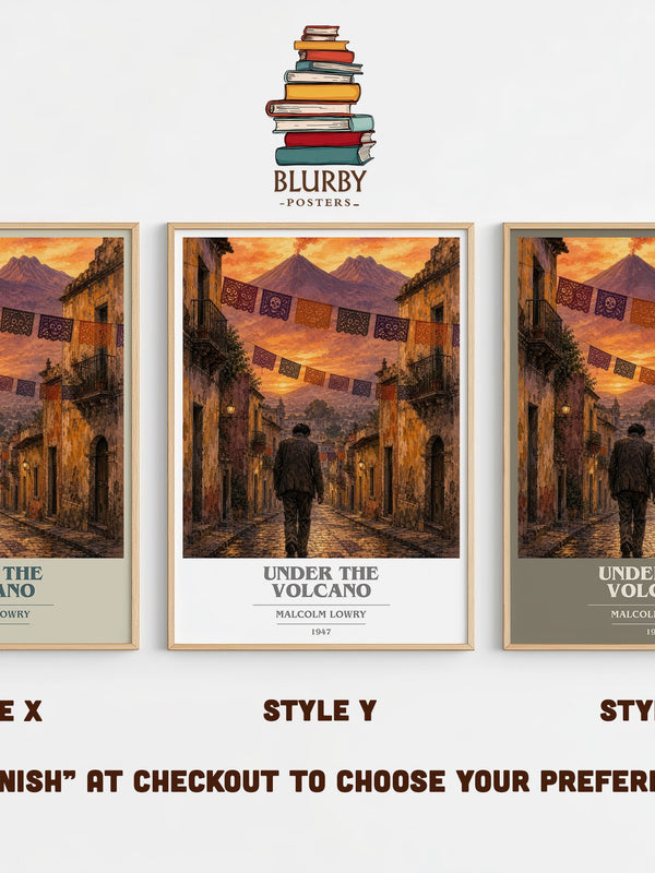 Under the Volcano book cover print in frame leaning in hallway – literary fiction wall art