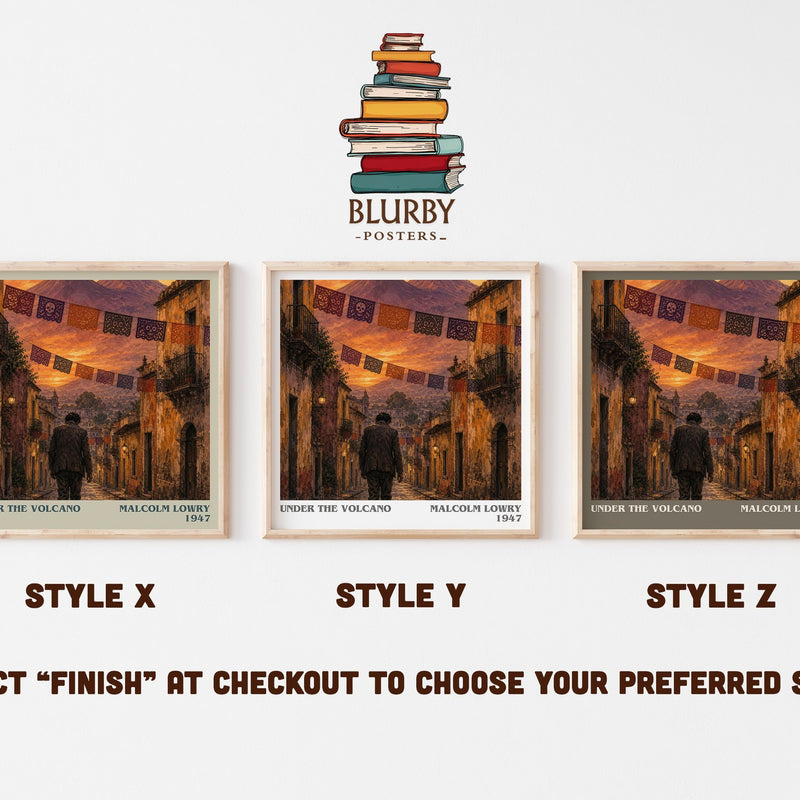Under the Volcano literary print in frame leaning in hallway – literary fiction wall art