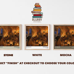 Satyricon literary print framed by window – Stone, White and Mocha square prints side by side – choose your colour