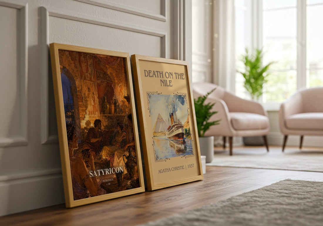 Satyricon watercolour print framed by window – literary home decor