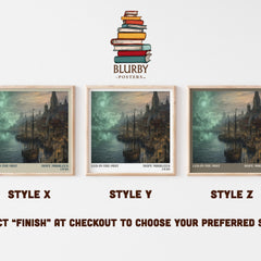 Lud-in-the-Mist literary print in frame leaning in hallway – fantasy wall art
