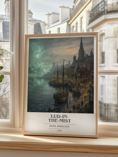 Lud-in-the-Mist Book Cover Poster by Hope Mirrlees – framed print by a bright window