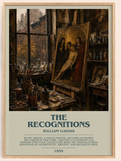 The Recognitions bookish book poster by William Gaddis – framed literary art print