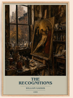 The Recognitions book cover book poster by William Gaddis – framed literary art print