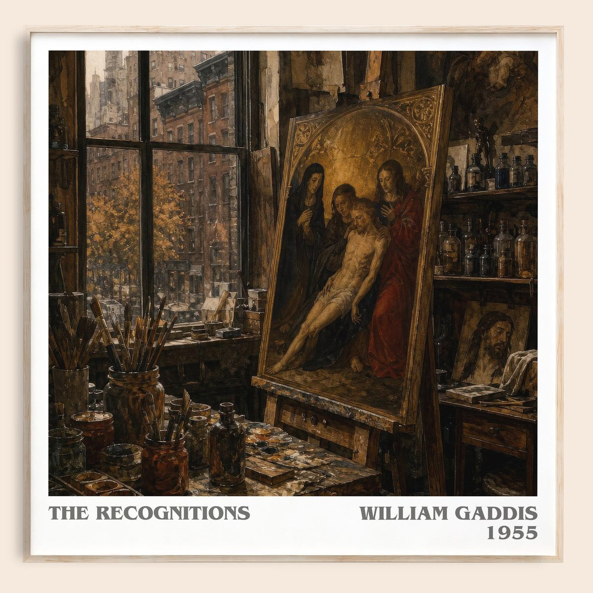 The Recognitions literary book poster by William Gaddis – framed literary art print