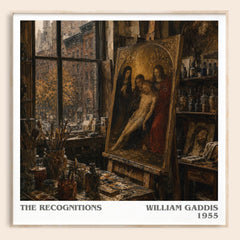 The Recognitions literary book poster by William Gaddis – framed literary art print