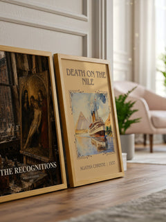 The Recognitions watercolour print framed by window – literary home decor