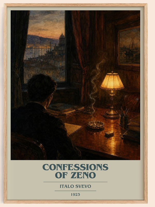 Confessions of Zeno book cover book poster by Italo Svevo – framed literary art print