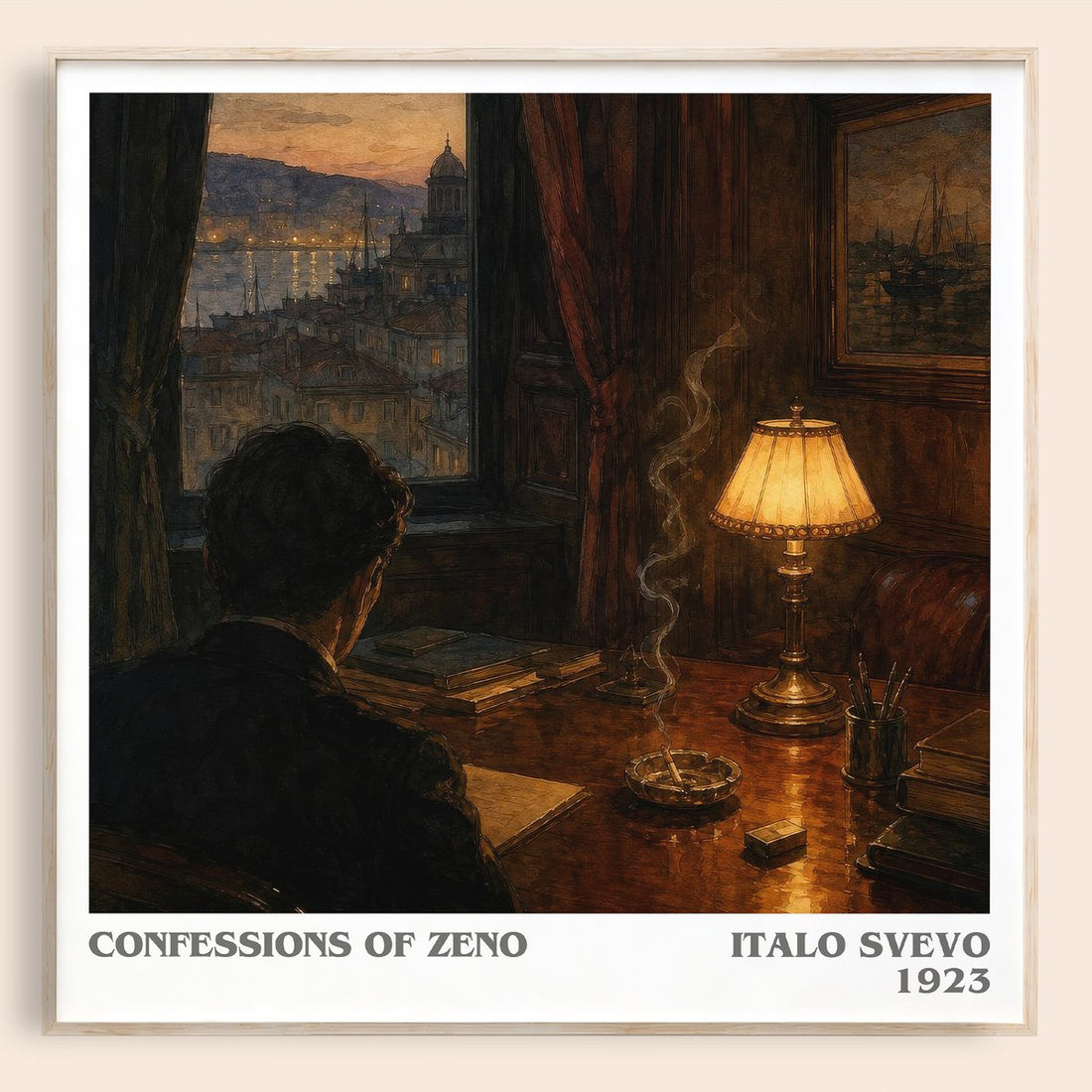 Confessions of Zeno literary book poster by Italo Svevo – framed literary art print